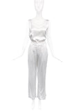 Yohji Yamamoto White Satin 3 Piece Tank Top Pants Oversized Vest Ensemble