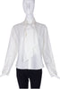 Yohji Yamamoto White Cotton Neck Tie Button-Up Shirt Blouse
