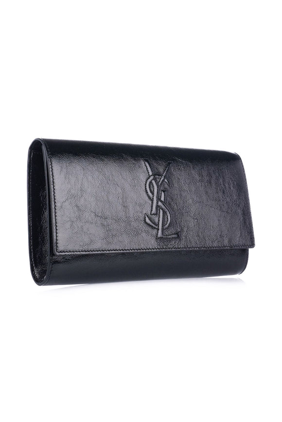 Saint Laurent YSL Belle Du Jour Black Patent Leather Clutch Bag