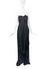 Saint Laurent YSL Black Chiffon Silk Draped Bustier Halterneck Gown 2009 (Copy)