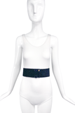 Yves Saint Laurent Black Velvet Waist Belt with Gold Lurex Polka Dots