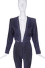 Yves Saint Laurent Navy Blue Cashmere Bolero Jacket with Braided Trim