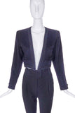 Yves Saint Laurent Navy Blue Cashmere Bolero Jacket with Braided Trim