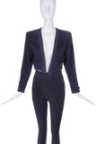 Yves Saint Laurent Navy Blue Cashmere Bolero Jacket with Braided Trim