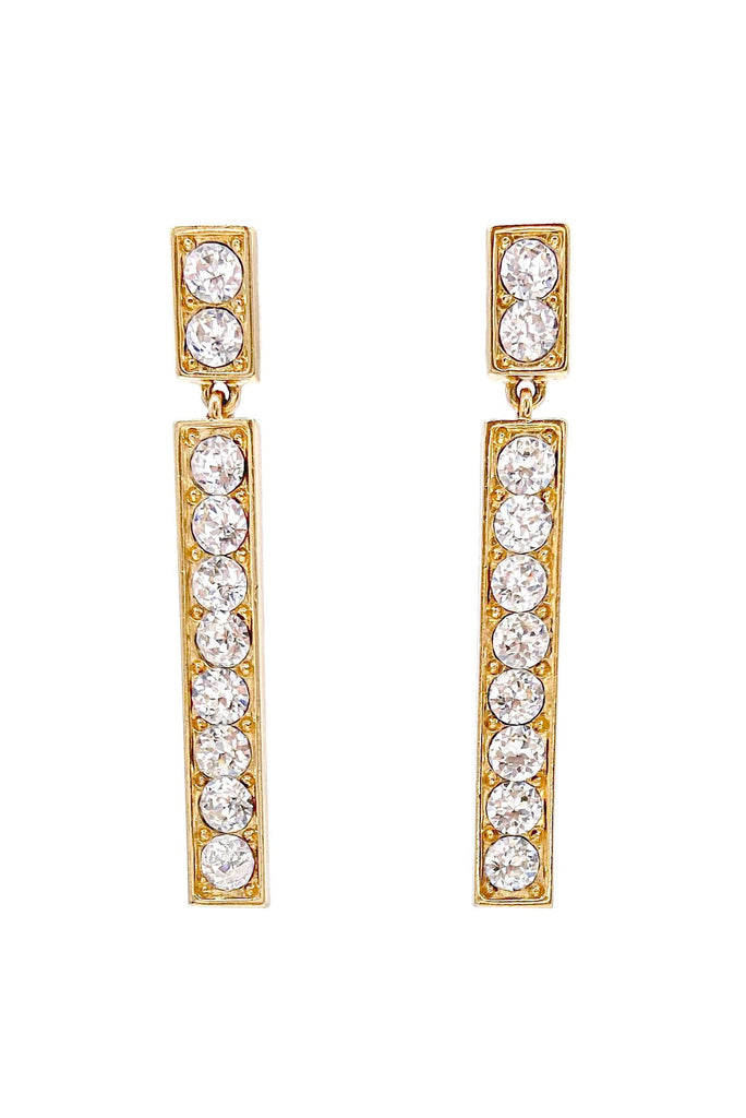 Yves Saint Laurent Gold Bar Crystal Earrings
