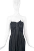 Saint Laurent YSL Black Chiffon Silk Draped Bustier Sweetheart Neckline Front Bow Gown 2009