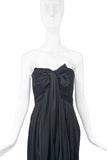 Saint Laurent YSL Black Chiffon Silk Draped Bustier Halterneck Gown 2009 (Copy)