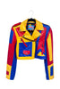 Zoraide Polidori Blue Red Yellow 'Lego' Kansai Leather Moto Jacket