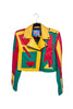 Zoraide Polidori Yellow Red Green Leather '240 Z' Kansai Moto Jacket