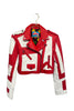 Zoraide Polidori Red & White Kansai Leather Moto Jacket