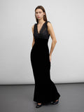 Jean Paul Gaultier Black Velvet Chiffon Embroidered Dress Gown