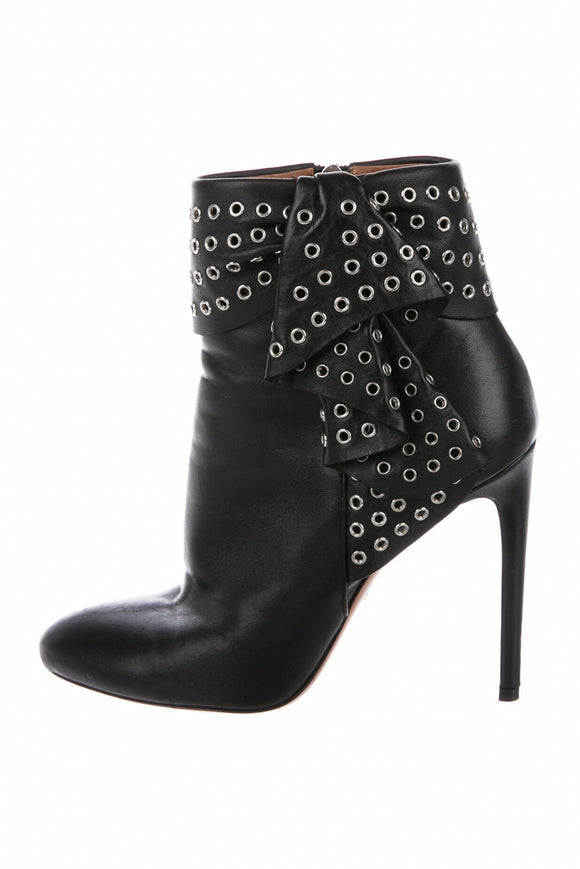 Alaia Black Grommet Fold Over Boots Shoe