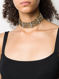 Alessandra Rich Gold Pyramid Stud Crystal Choker Necklace