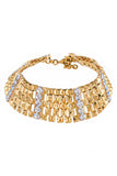 Alessandra Rich Gold Pyramid Stud Crystal Choker Necklace