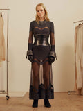 Alexander McQueen Black Leather Silver Metal Grommet Eyelid Corset Belt Pre Fall 2017