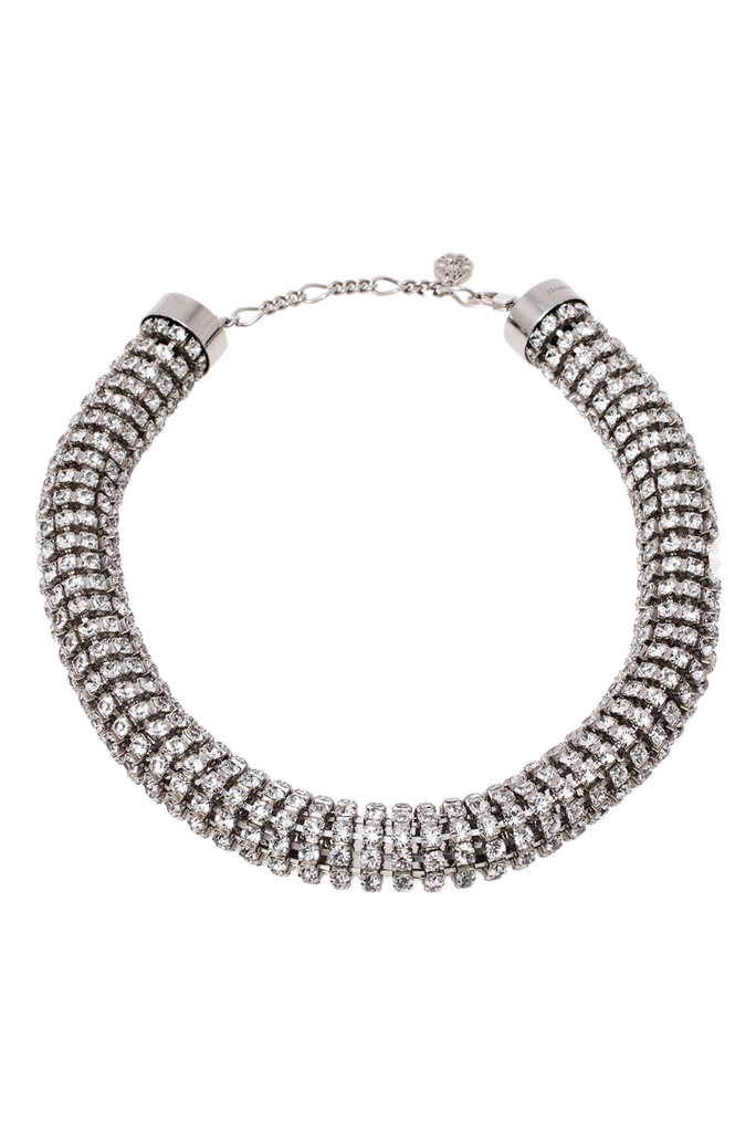 Alexander McQueen Silver Pavé Crystal Collar Necklace