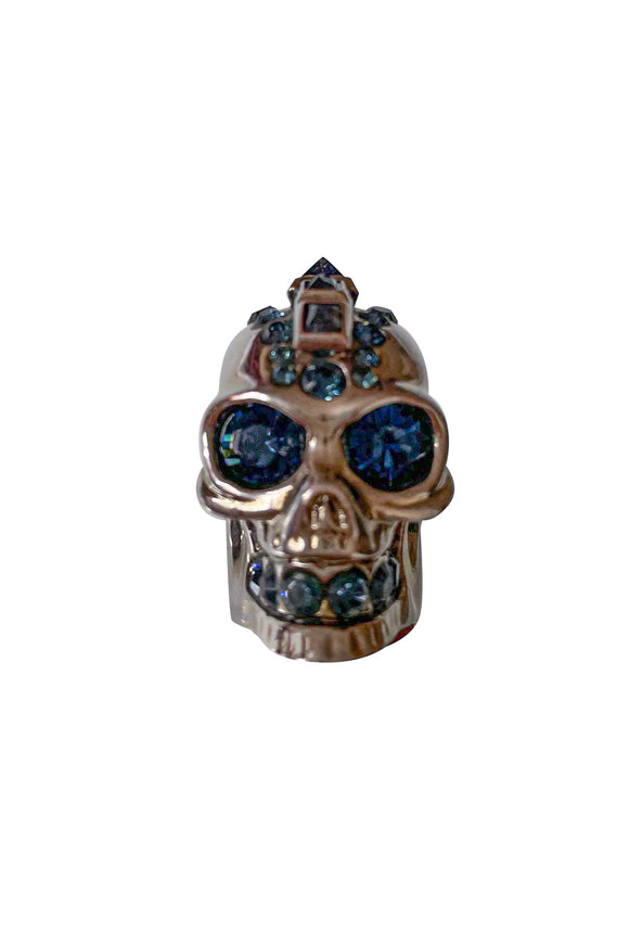 Alexander McQueen Silver Blue Saphire Skull Mohawk Ring