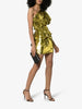 Alexandre Vauthier Lime Green Gold Sequin One Shoulder Ruffle Dress
