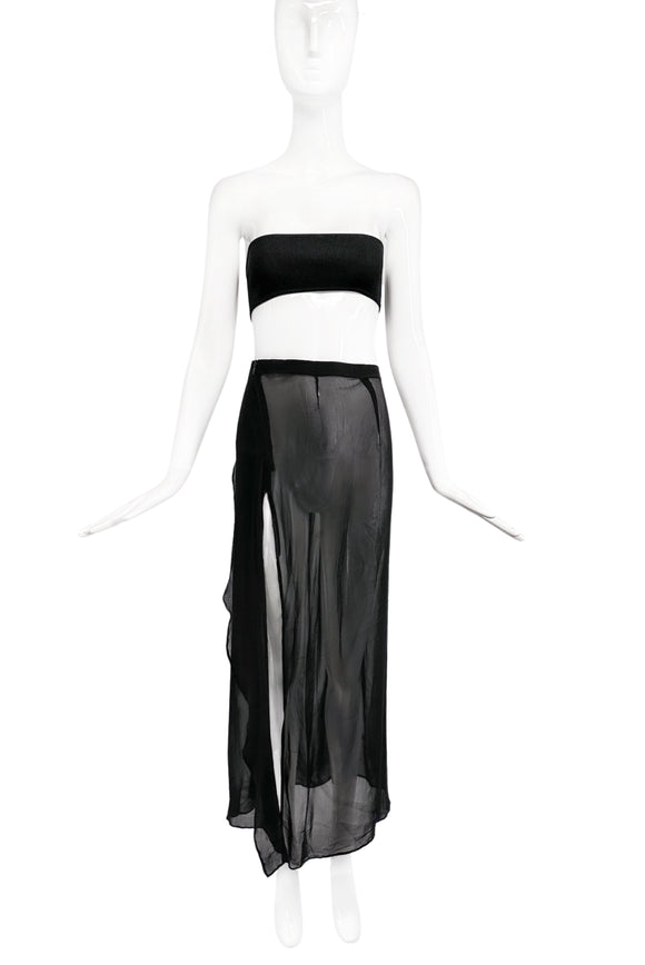 Ann Demeulemeester Black Chiffon Wrap Skirt