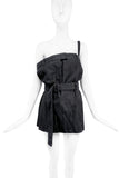 Ann Demeulemeester Black Felt One Shoulder Overall Belted Mini Dress Fall Winter Runway 2003