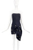 Anthony Vaccarello Black Strapless Asymmetrical Mini Dress with Silver Orb Studs SS2014