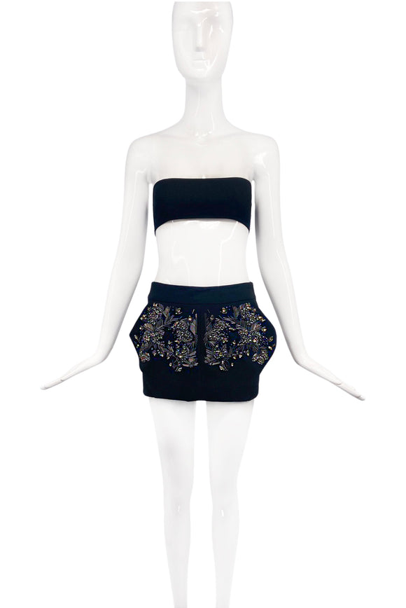 Antonio Beradi Black Gold Crystal Heavy Embellished Ultra Mini Skirt