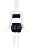 Antonio Beradi Black Gold Crystal Heavy Embellished Ultra Mini Skirt