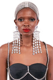 Area Crystal Silver Shoulder Duster Waterfall Showgirl Earrings