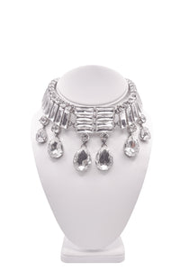 Area Silver Crystal Teardrop Choker Necklace
