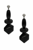 Giorgio Armani Silver Black Geometric Logo Drop Earrings