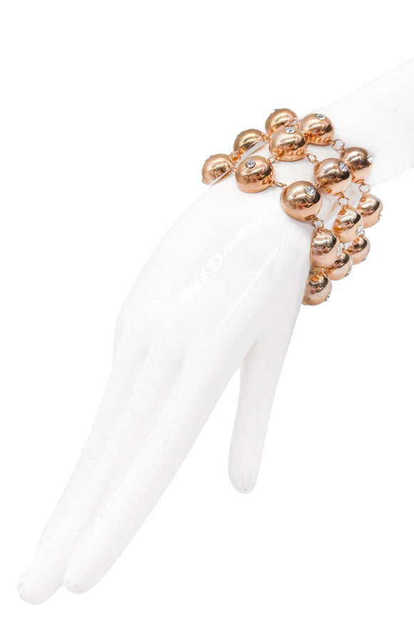 Armani Rose Gold Sputnik Half Ball Crystal Dot Link Bracelet