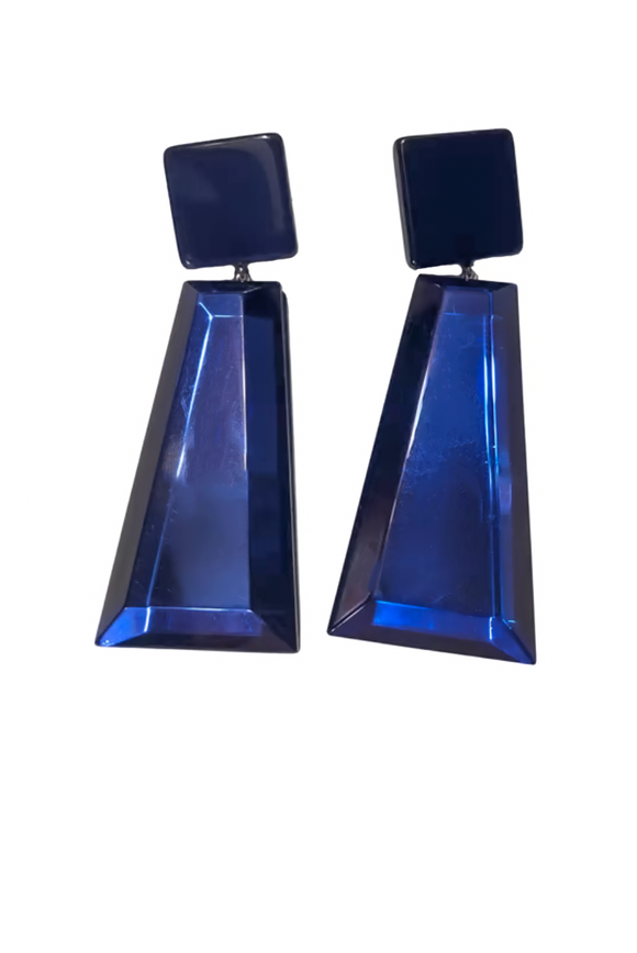 Armani Electric Blue Resin Lucite Square Earrings