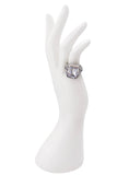 Vintage Silver Square Crystal Side Baguette Cocktail Ring