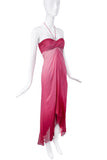 Azzaro Paris Pink Silk Chiffon Gradation Halterneck Flowy Dress Gown
