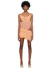 KNWLS London Nude Mesh Sheer Cut Out Ruched Dress