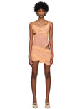 KNWLS London Nude Mesh Sheer Cut Out Ruched Dress