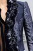 Balenciaga by Nicolas Ghesquiere Blue Black Baroque Print Ruffle Suit