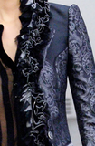 Balenciaga by Nicolas Ghesquiere Blue Black Baroque Print Ruffle Suit