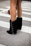 Balmain x Giuseppe Zanotti Black Suede Multi Buckle Heel Boot Shoe FW2009