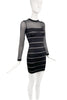 Balmain Black Body Con Sheer Sleeve Cut Out Dress