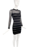Balmain Black Body Con Sheer Sleeve Cut Out Dress