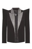Balmain Black Silver Crystal Lapel Pointed Shoulder Klaus Nomi Tuxedo Jacket Runway Spring 2021