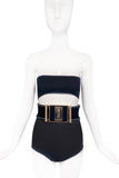 Balmain Black Velvet Gold Metal Hardware Corset Belt Runway Fall 2015