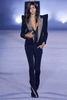 Balmain Black Silver Crystal Lapel Pointed Shoulder Klaus Nomi Tuxedo Jacket Runway Spring 2021