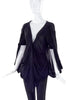 Antonio Berardi Black Silk Jersey Drape Tunic Top with Cape Detail