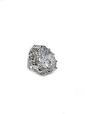 Vintage Collection of Oversized Silver Cocktail Rings with Faceted Crystals