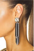 Saint Laurent Black Enamel Crystal Art Deco Extra Long Dangling Two Layered 4.5 Inch Earrings Resort 2022