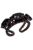 Vintage Jet Black Red Ruby Garnet Bracelet with oversized Eye Shaped Diamonds