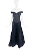Vintage Black Satin Corset Off Shoulder Saks Fifth Avenue Gown