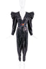 Saint Laurent Style Rubin Singer Black Sequin Puff Exaggerated Shoulder Jumpsuit